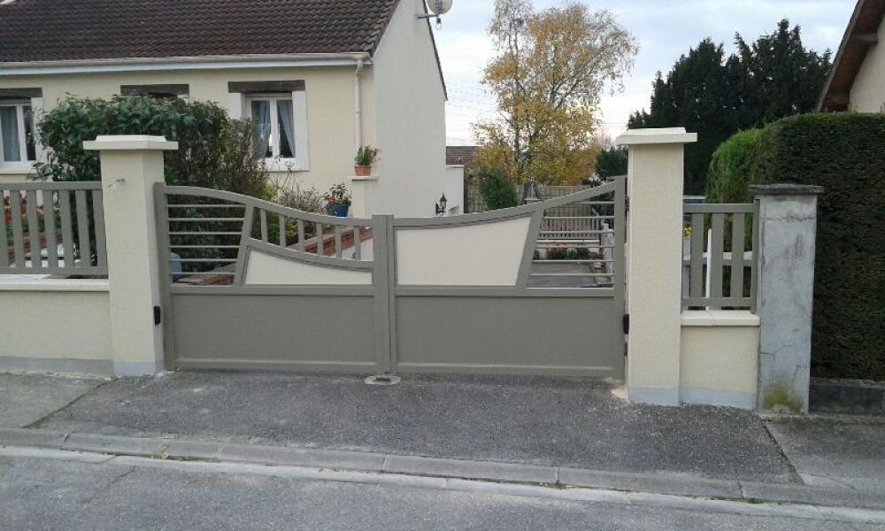 clôture, aluminium, léger, beau, portail