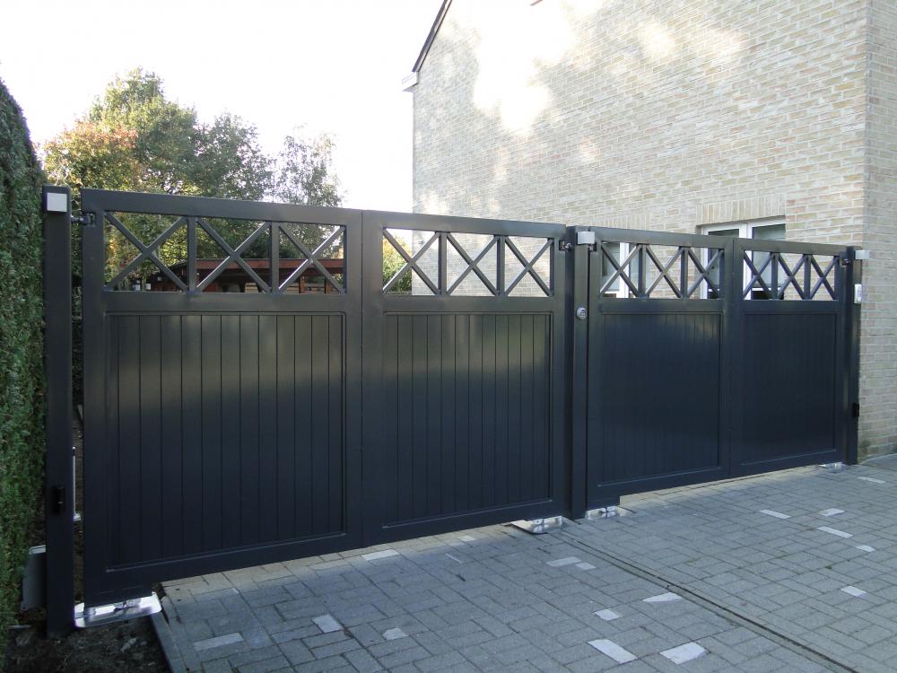 Portillon, portail, remplissage aluminium, croisillons, privé 